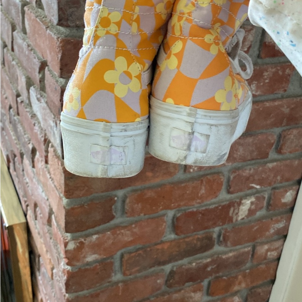 Vans Orange and Yellow Floral Sneakers